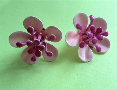 1960's Mod Flower Earrings Vintage Jewelry 