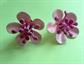 Mod Earrings 1960's Flowers Clip Ons Pink Purple Vintage Costume Jewelry Go Go Twiggy Flower Child