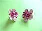 Mod Earrings 1960's Flowers Clip Ons Pink Purple Vintage Costume Jewelry Go Go Twiggy Flower Child