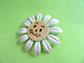 Anthropomorphic Face Daisy  Pin Mod 1960's Vintage Costume Jewelry Figural Hippie Flower Power