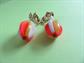 Mod 1960's Earrings Crown Trifari Orange Yellow White 3D Plastic for Repair Signed Vintage Costume Jewelry GO GO