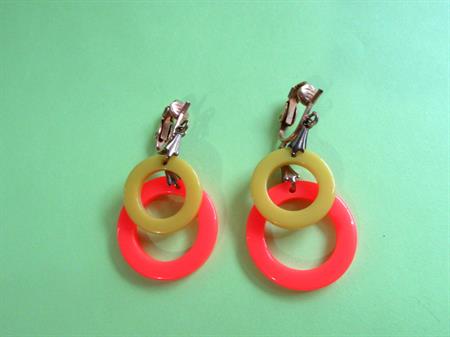 1960's Mod Earrings Yellow Orange Lucite Old Stock Never Worn Clip Ons Vintage Costume Jewelry 60's Accessories Twiggy Go Go