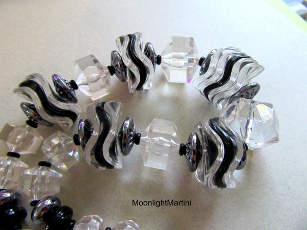 1980's Lucite Necklace Vintage Jewelry Black Clear