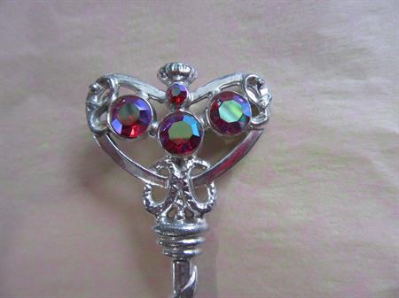 Red Rhinestone Key Pin Real Estate Agent  Vintage Jewelry 