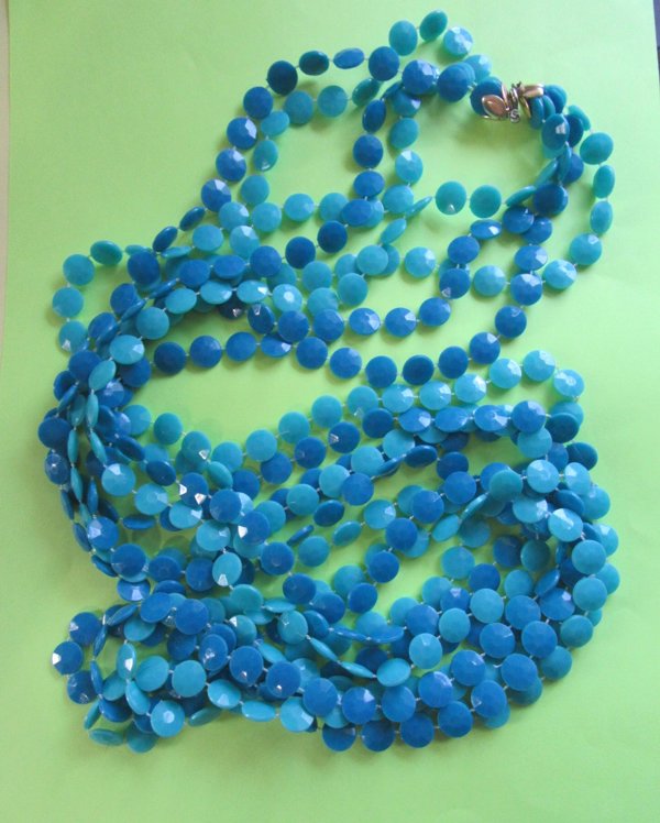 1960's Mod Blue Long Necklace Vintage Jewelry 