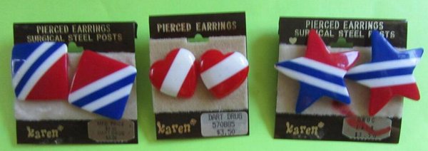 1980's Lucite Earrings Your Choice Never Worn Red White Blue 