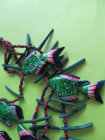 1980's Blue Tropical Fish Bib Necklace 80's Accessories