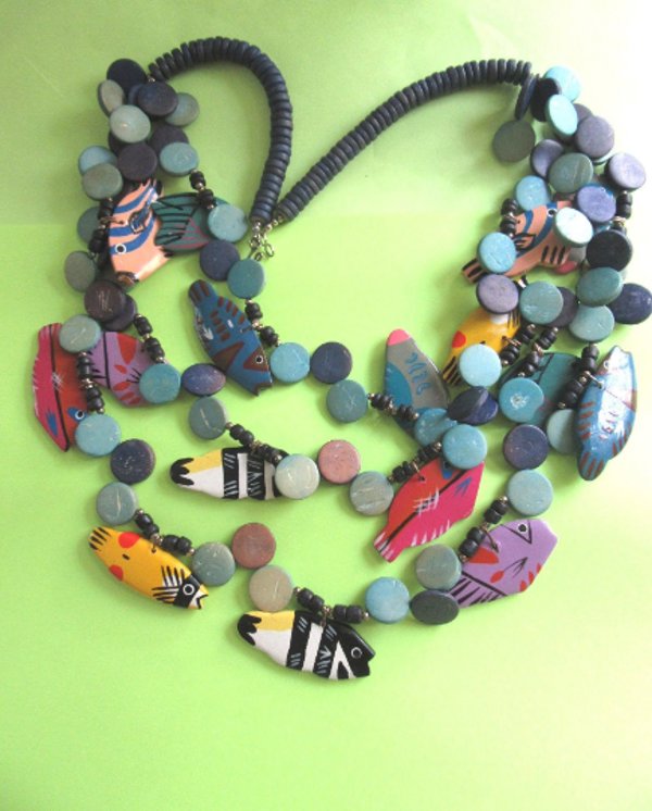 1980s  Tropical Fish Necklace Vintage Jewelry 