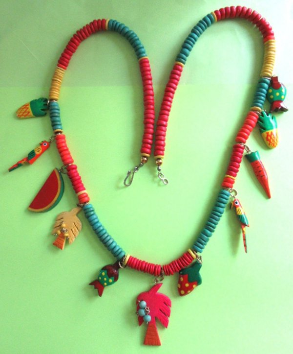 1980's Tropical Charms Necklace  Vintage Jewelry