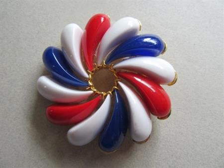 Mod 1960's Pin Red White Blue Lucite Swirl Brooch Costume Jewelry Patriotic 4th of July Jewelry