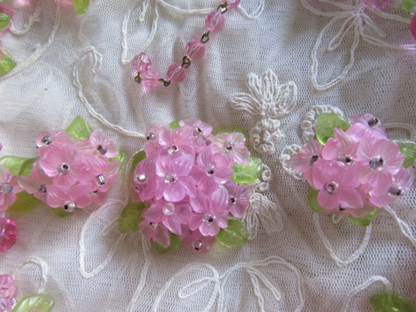 Vintage Western Germany Fruit Salad Necklace Set 