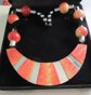 Genuine Apple Sponge Coral Inlay Cleopatra Bib Necklace Costume Jewelry Beach 