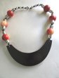 Genuine Apple Sponge Coral Inlay Cleopatra Bib Necklace Costume Jewelry Beach 