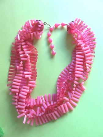 Mod 1960's Necklace Pink Shimmy Choker Summer Vintage Costume Jewelry 60's Accessories Twiggy Go Go