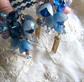 Hobe Bracelet 1950's RARE Blue Crystal  Electric Blue Crystal Memory Wire Plastic Bell Flower Caps Vintage Costume Jewelry Garden Party