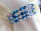 Hobe Bracelet 1950's RARE Blue Crystal  Electric Blue Crystal Memory Wire Plastic Bell Flower Caps Vintage Costume Jewelry Garden Party