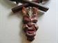 Tribal Wood Mask Pin RARE 1940s Carved Wood Figural Tiki Brooch Swing Era Vintage Costume Jewelry