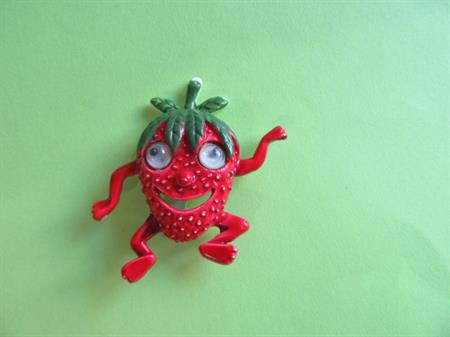 Anthropomorphic Google Eyes Pin Strawberry Brooch Morphed Vintage Costume Jewelry Fruit Smiling Googly Eye Figural