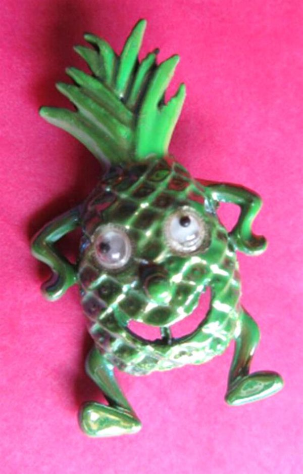 Anthropomorphic Google Eyes Pineapple Pin RARE Color 