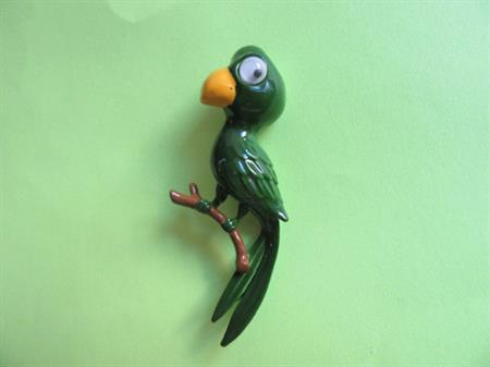 Anthropomorphic Google Eyes Pin Green Parrot Googly Eyed JJ Jonette ? Vintage Costume Jewerly Parrothead Tropical Bird Brooch Figural