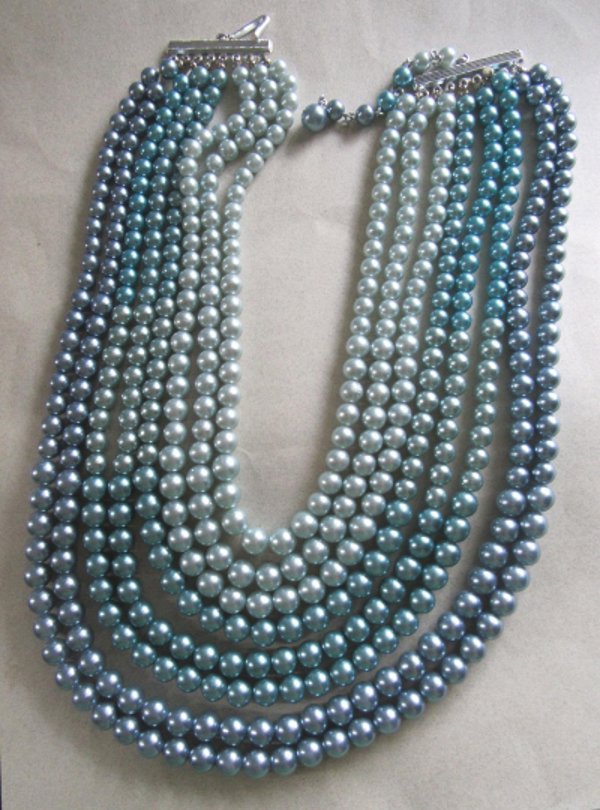 1950's Necklace Blue Multi Strand Vintage Jewelry