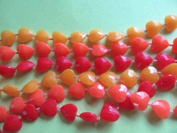 Mod 1960's Hearts  Long Necklace Hong Kong Vintage Jewelry