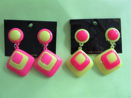 1980's Retro Mod STYLE Novelty Earrings Neon Op Art Clips On Original Cards Color Choice Summer Costume Jewelry 