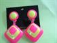 1980's Retro Mod STYLE Novelty Earrings Neon Op Art Clips On Original Cards Color Choice Summer Costume Jewelry 