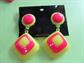 1980's Retro Mod STYLE Novelty Earrings Neon Op Art Clips On Original Cards Color Choice Summer Costume Jewelry 