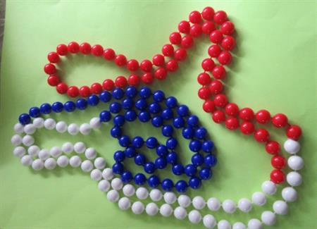 Mod Necklace Red White Blue Long 72