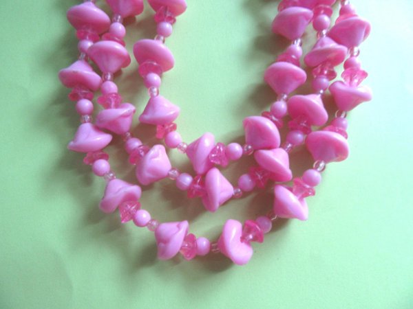 Pink Multi Strand Necklace Vintage Jewelry