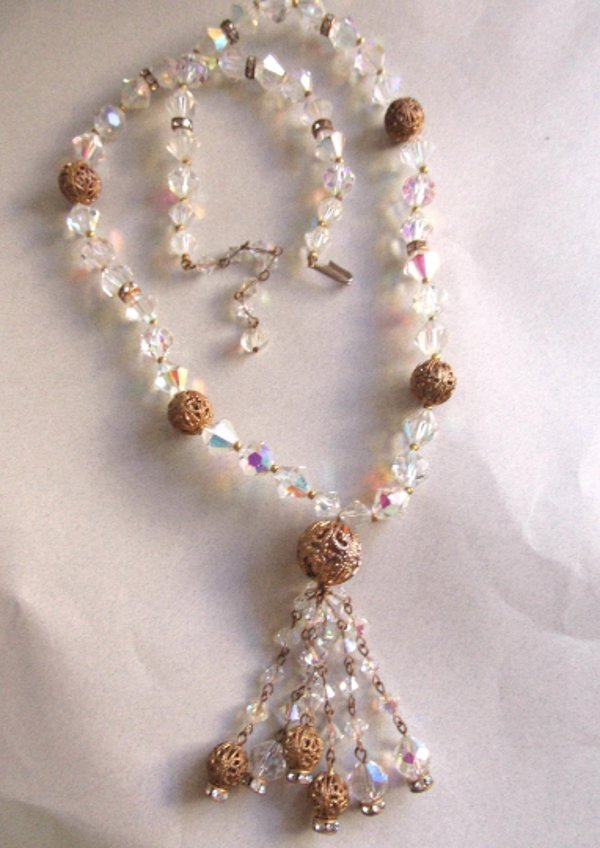 Crystal Necklace Aurora Borealis Vintage Jewelry