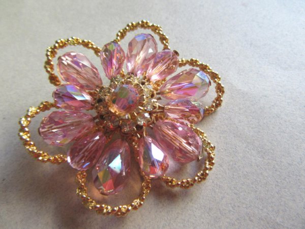 Vintage Pink Crystal Pin