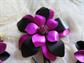 1960's Mod Flower Pin Set Magenta and Black Dahlia Brooch  Rhinestone Metal Clip on Earrings Set Vintage Costume Jewelry