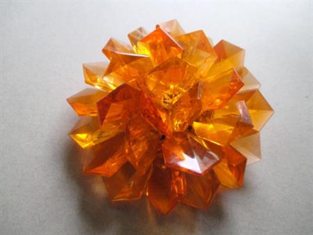 Mod Lucite Pin Brooch 1960's Orange Jello Faceted Hong Kong Vintage Costume Jewelry