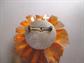 Mod Lucite Pin Brooch 1960's Orange Jello Faceted Hong Kong Vintage Costume Jewelry