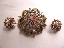 Vintage Emmons Rhinestone Pin Set Signed Jewelry