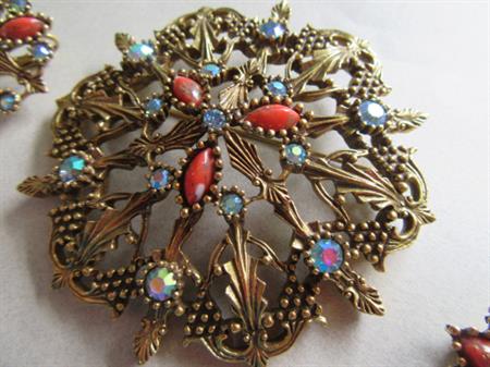 Vintage Emmons Rhinestone Pin Set Signed Jewelry