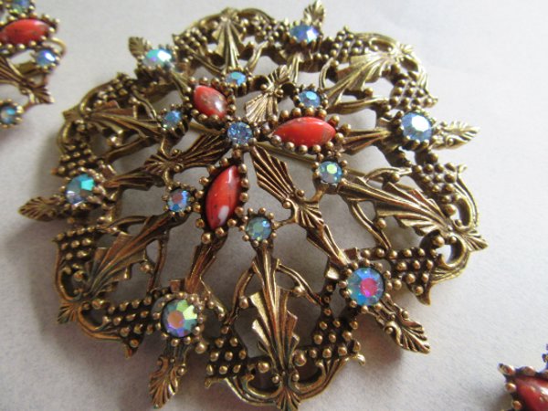 Vintage Emmons Rhinestone Pin Set Signed Jewelry