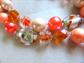 1950's Art Glass Necklace Multi Strand Orange Candy Foil Beads Japan 50's Accessories Vintage Costume Jewelry Peach Pearls