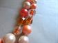 1950's Art Glass Necklace Multi Strand Orange Candy Foil Beads Japan 50's Accessories Vintage Costume Jewelry Peach Pearls