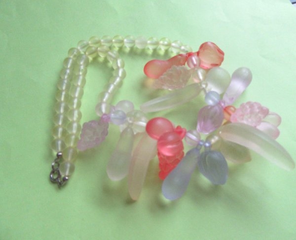 1980's Fruit Salad Lucite Necklace Vintage Jewelry 