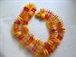 Mod 1960s Lucite Necklace Funky Orange Yellow Disc Beads Hong Kong Vintage Costume Jewelry