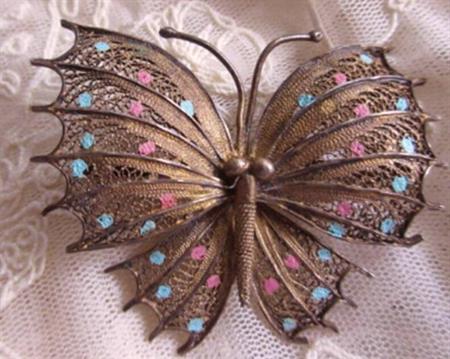 Butterfly Pin Chinese Export Vintage Jewelry