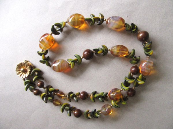 Vintage Fruit Salad Art Glass Necklace Beads 