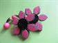 1960's Mod Earrings Pink and Black Wood Daisies Clip Ons 60's Party Accessories Vintage Costume Jewelry Hippie