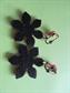 1960's Mod Earrings Pink and Black Wood Daisies Clip Ons 60's Party Accessories Vintage Costume Jewelry Hippie