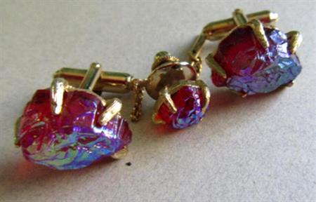 Vintage Cufflinks Glass Lava Rock Cufflinks Set Mens Jewelry 