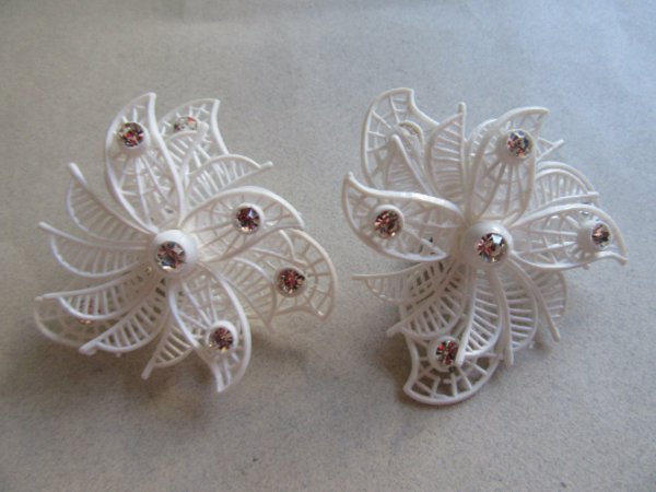 1950's Western Germany Rhinestone Earrings Signed Jewelry