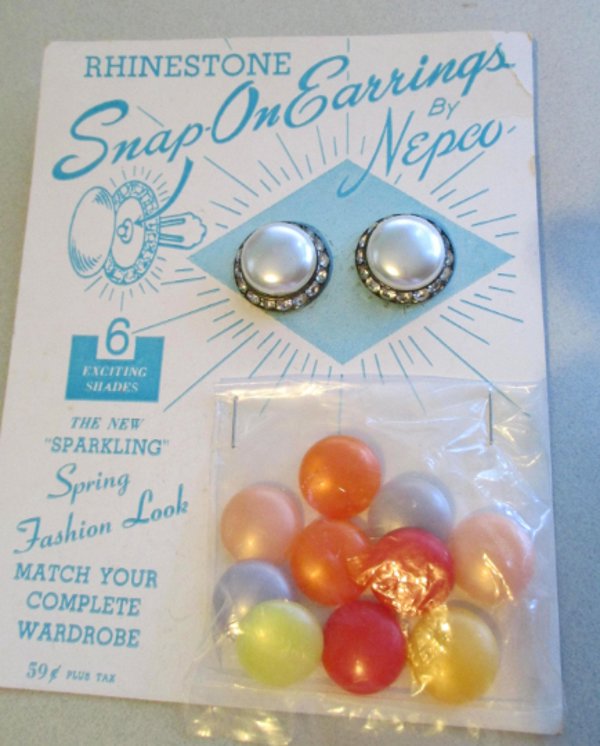 1950's Earrings Nepco Snap On Vintage Jewelry